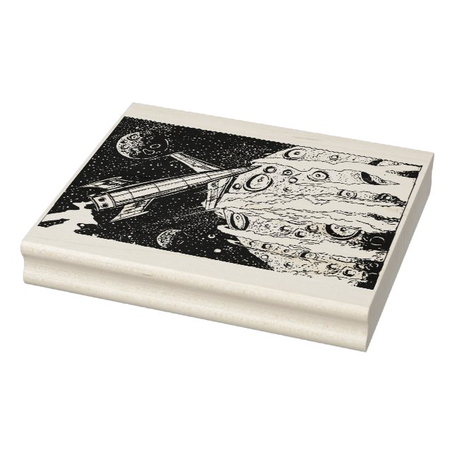 Tampons Encreurs Grosse Sci Fi Rocket Planète Wood Art Timbre (Tampon)