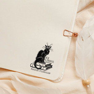 Tampons Encreurs Grumpy Chat avec livres, Custom Ex Librairie