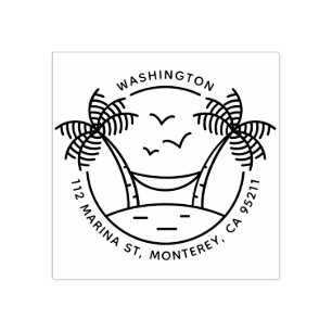 Tampons Encreurs Hammock & Palm Trees   Adresse de famille tropical