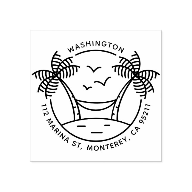 Tampons Encreurs Hammock & Palm Trees | Adresse de famille tropical (Impression)