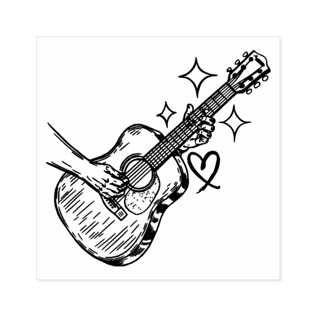 Tampons Encreurs Hand drawn acoustic Guitar for the Guitarist (Impression)