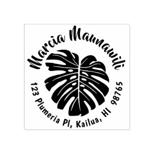 Tampons Encreurs Hawaiian Adresse de retour Timbre Monstera Nom du