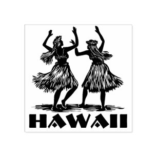 Tampons Encreurs Hawaiian Hula Dancer Girls Rubber Stamp