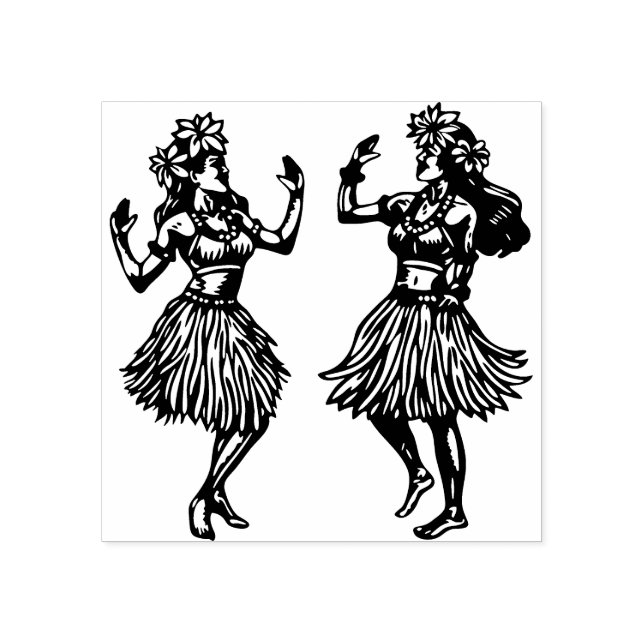 Tampons Encreurs Hawaiian Hula Dancer Girls Rubber Stamp (Impression)