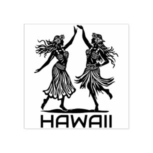 Tampons Encreurs Hawaiian Hula Dancer Girls Rubber Stamp