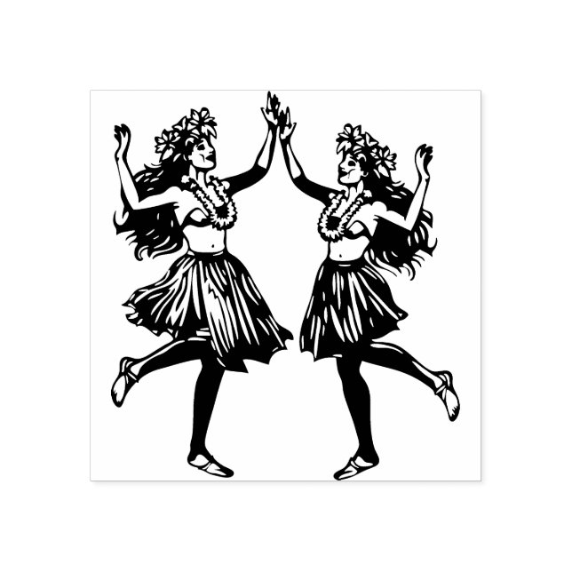 Tampons Encreurs Hawaiian Hula Dancer Girls Rubber Stamp (Impression)