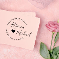 Heart & Elegant Round Text Mariage Adresse de reto