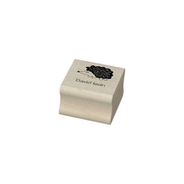 Tampons Encreurs hedgehog mignon kawaii nom personnalisé Wood Art T (Tampon)