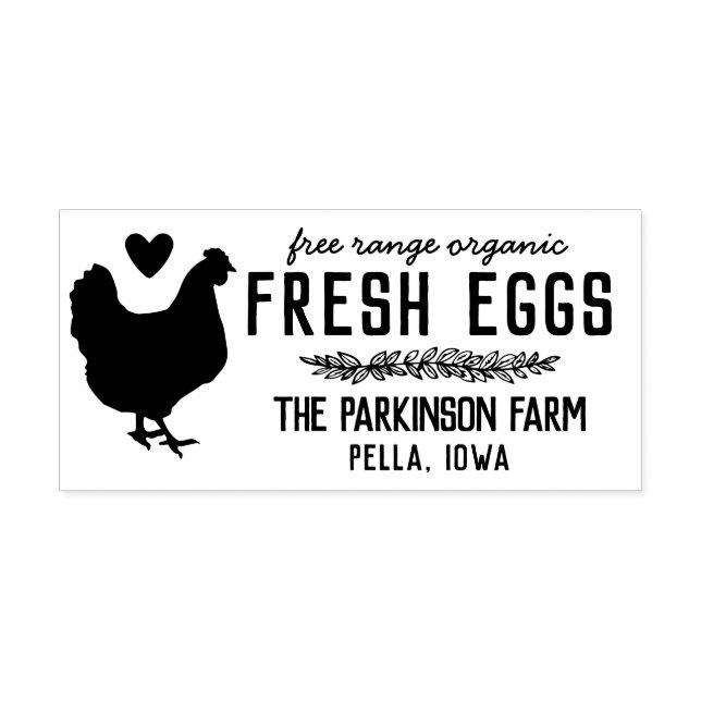 Tampons Encreurs Hen Wreath Heart Oeufs frais Nom de la ferme (Impression)