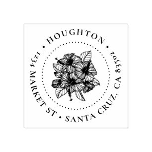 Tampons Encreurs Hibiscus Rond à la main Adresse de retour