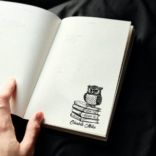 Tampons Encreurs Hibou de livre personnalisé de la bibliothèque de 
