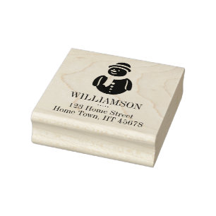 Tampons Encreurs Holiday Snowman Nom de famille Retour Adresse Carr