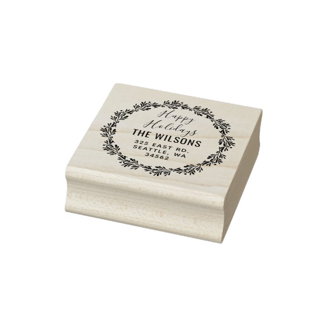Tampons Encreurs Holly Berries Wreath Holidays Adresse de retour (Tampon)