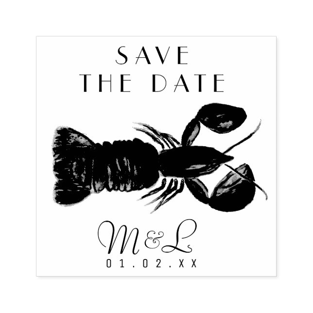 Tampons Encreurs Homard moderne Océan Enregistrer la date Design Ti (Impression)