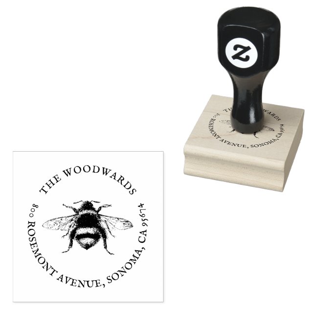 Tampons Encreurs Honey Bee Antique Nom de famille Adresse de retour (Tamponné)