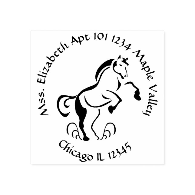 Tampons Encreurs Horse Rearing Up Homestead Adresse de retour (Impression)
