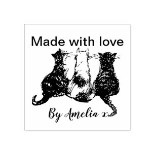 Tampons Encreurs Illustration de chats noirs et blancs Fabriquée av