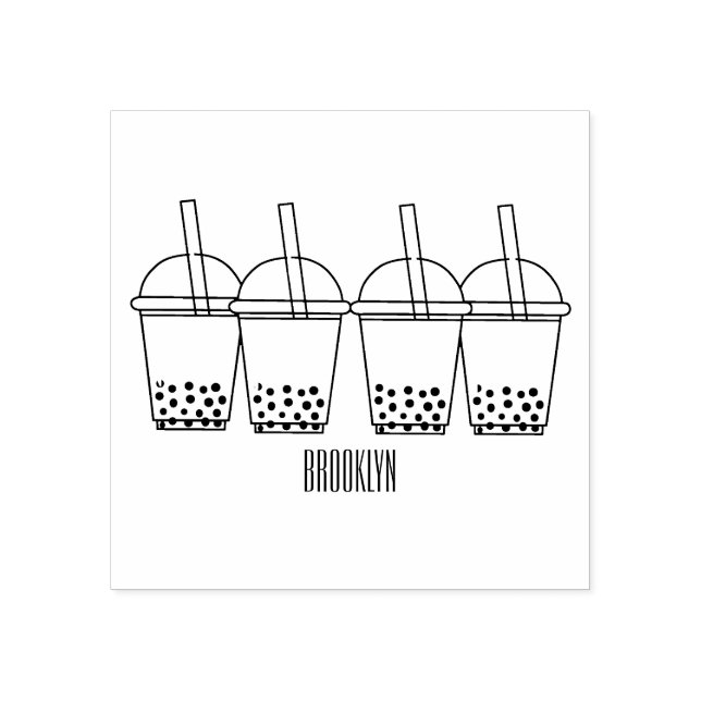 Tampons Encreurs Illustration de dessin animé pour le thé de bulle (Impression)