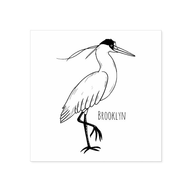 Tampons Encreurs Illustration de dessin d'oiseau de héron plafonné (Impression)