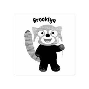 Tampons Encreurs Illustration de panda rouge mignon