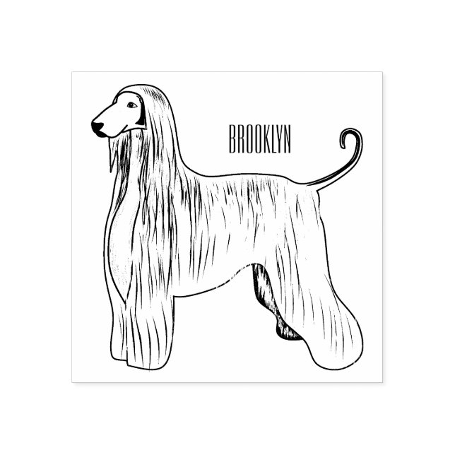 Tampons Encreurs Illustration d'un chien hound afghan (Impression)