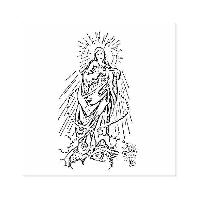 Tampons Encreurs Immaculée Mère du Christ avec Rosaire (Impression)