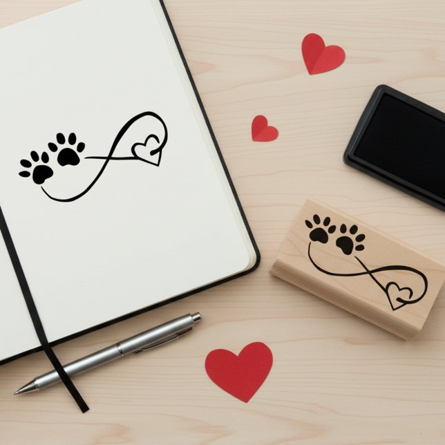 Tampons Encreurs Infinity Symbol with Heart & Paw Prints Art Stamp (Infinite love, one stamp at a time 🐾♥)