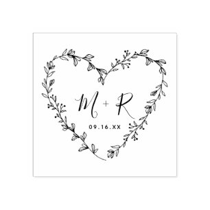 Tampons Encreurs Initiales de calligraphie de couronne de coeur flo