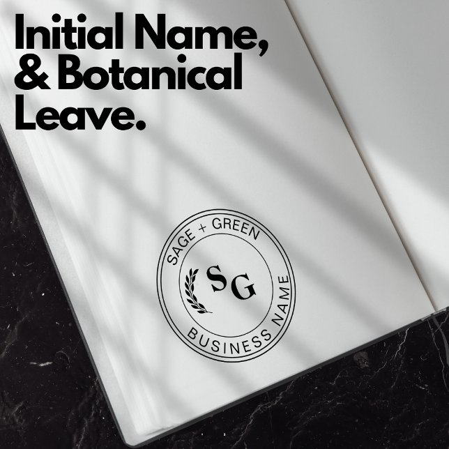 Tampons Encreurs Initiales Nom commercial Congé botanique promotion (Initials Business Name Promotional Botanical Leave Rubber Stamp)