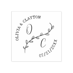 Tampons Encreurs Initiales Rustiques tracées à la main et Timbre de