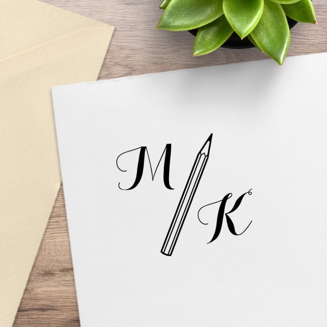 Tampons Encreurs Initiales simples de monogramme de crayon (Créateur téléchargé)