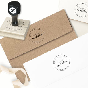 Tampons Encreurs Invitation De Mariage Personnalisée, Élégant Scrip