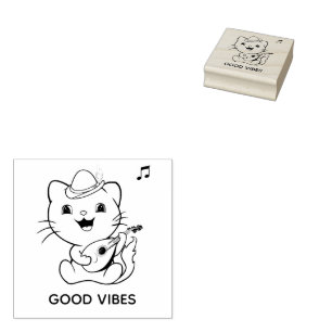 Tampons Encreurs Joli chat tabby musical avec mandoline