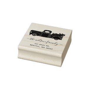 Tampons Encreurs Jolie Arbre de Noël Camion Vintage Adresse de reto