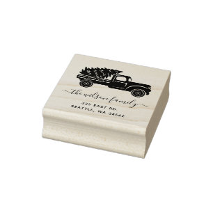 Tampons Encreurs Jolie Arbre de Noël Camion Vintage Adresse de reto