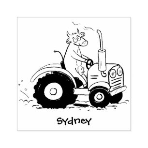 Tampons Encreurs Jolie vache heureuse conduisant un dessin animé de