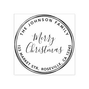 Tampons Encreurs Joyeux Noël Calligraphie Round Retour Adresse