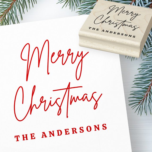 Tampons Encreurs Joyeux Noël manuscrit nom du script (Merry Christmas handwritten script name Rubber Stamp)