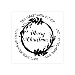 Tampons Encreurs Joyeux Noël Wreath Family Return Adresse
