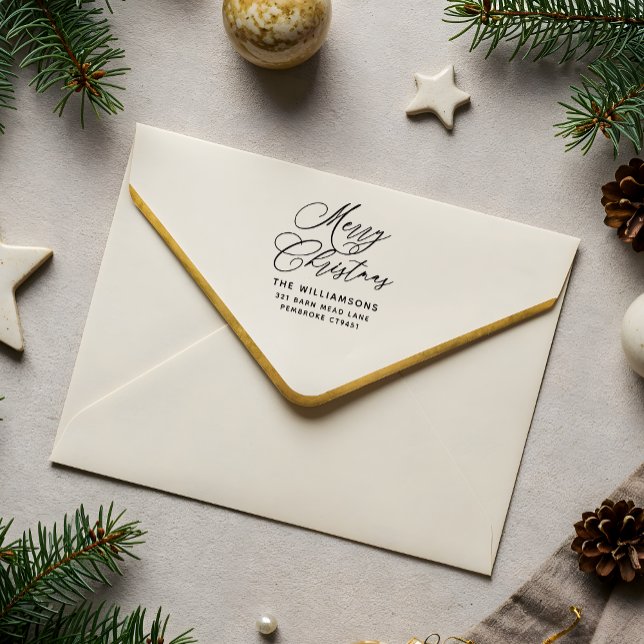Tampons Encreurs Joyeux romantique Script de Noël Retourner l'adres (Créateur téléchargé)