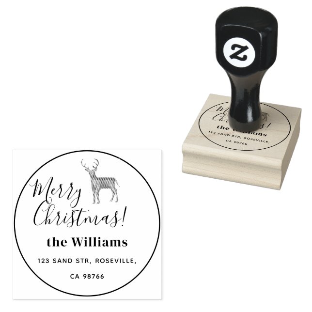 Tampons Encreurs Joyeux script de cerfs de Noël (Tamponné)