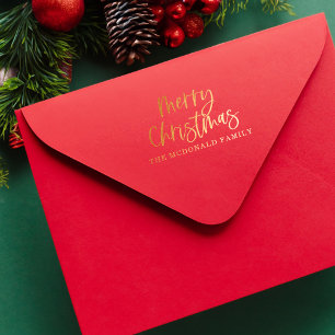 Tampons Encreurs Joyeux script de Noël Nom de famille personnalisé