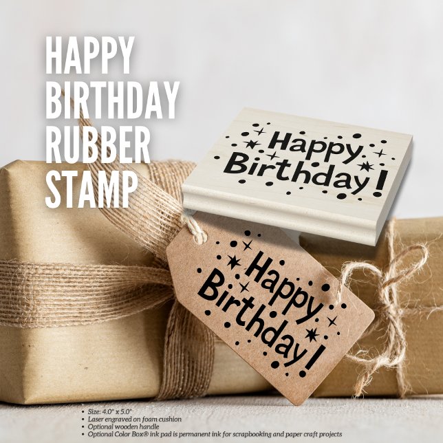 Tampons Encreurs Joyeux timbre en caoutchouc d'anniversaire (Happy Birthday Rubber Stamp Size: 4.0" x 5.0" Birthday Depot)