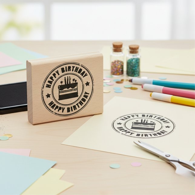 Tampons Encreurs Joyeux timbre en caoutchouc d'anniversaire (Happy Birthday Rubber Stamp)