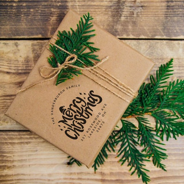 Tampons Encreurs Joyeux voeux de Noël Adresse de retour personnalis (Créateur téléchargé)