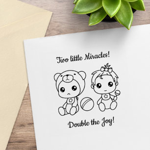 Tampons Encreurs Jumeaux Ours Fille Baby Shower 2