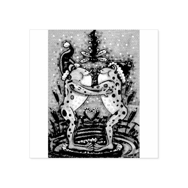 TAMPONS ENCREURS KISSING FROGS, CHRISTMAS MISTLETOE CAOUTCHOUC (Impression)