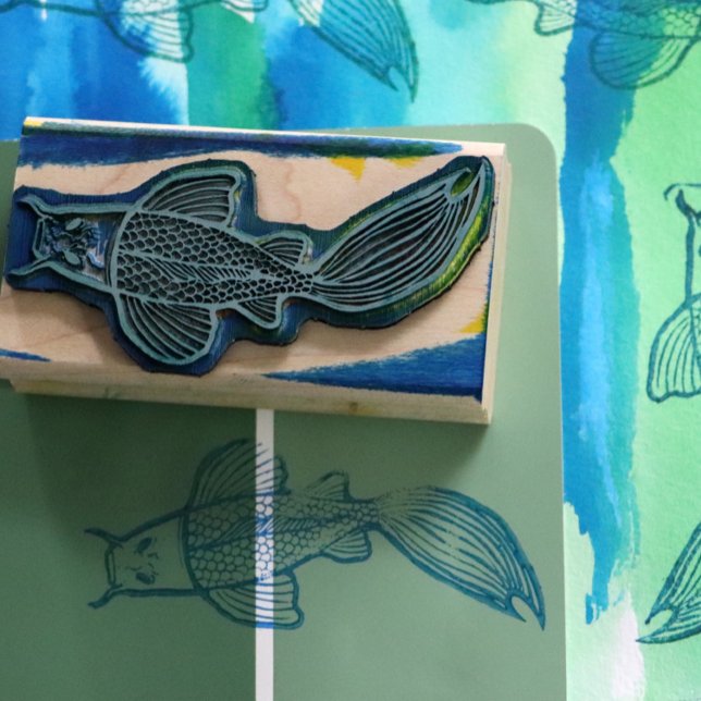 Tampons Encreurs Koi Pond Art Kois Poissons Designs Rouge Calico Ko (Créateur téléchargé)