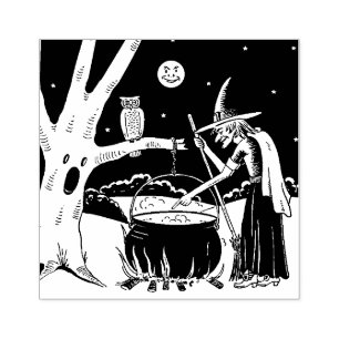 Tampons Encreurs La sorcière d'Halloween Vintage avec Cauldron