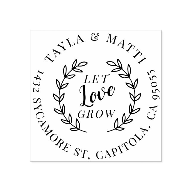 Tampons Encreurs Laisser grandir l'amour | Rustic Newly Weds Adress (Impression)